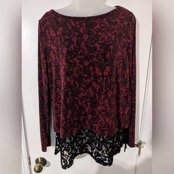 Michael Kors lace print long sleeve layered look tunic top M - Picture 1 of 5
